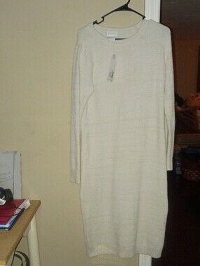 Cozy Cream Knit Long-Sleeve Sweater Dress - Brand: SOFTIES!!!!!🙏